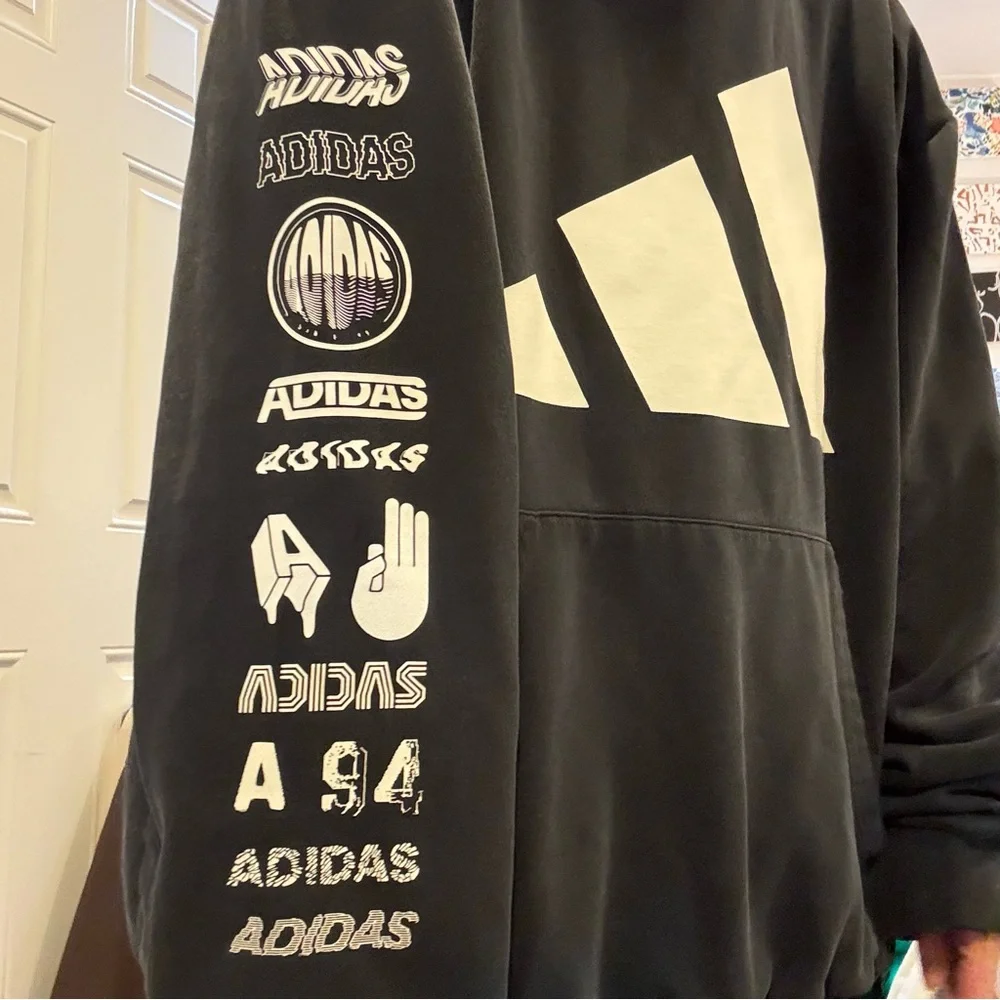 Adidas Trefoil Print Hoodie Sweatshirt
